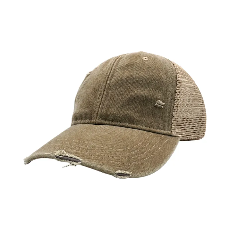 Distressed Trucker Cotton Mesh Cap 4