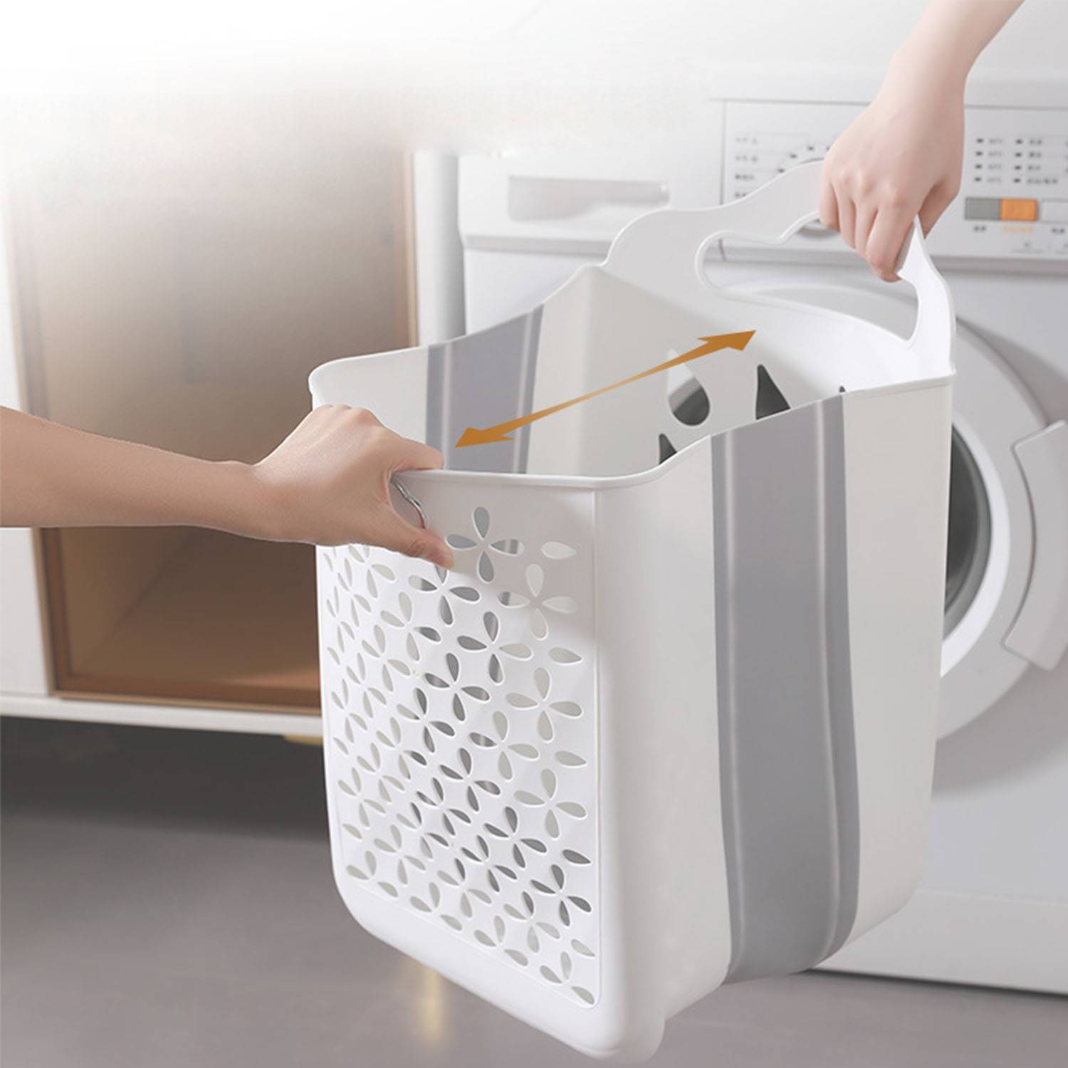 Household wall-mounted foldable dirty clothes storage basket 4