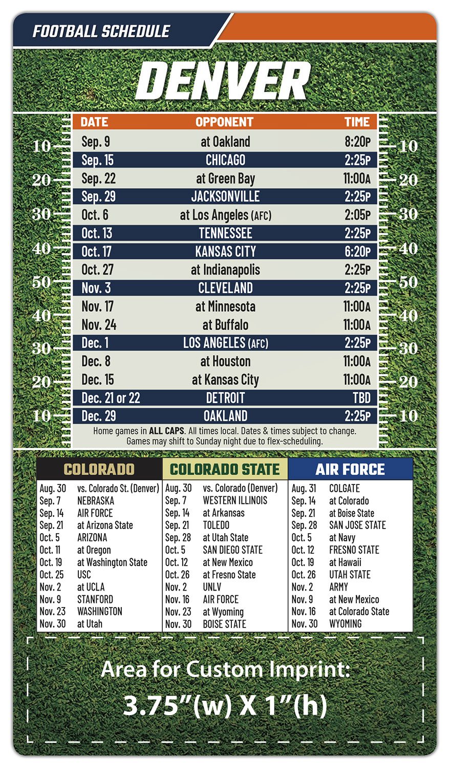 Magnet Football Sport Schedules - 4x7 Round Corners 1