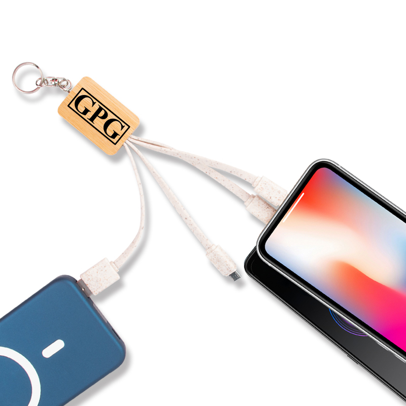Eco Friendly Bamboo and Wheat Straw 4-in-1 Charging Cable 9