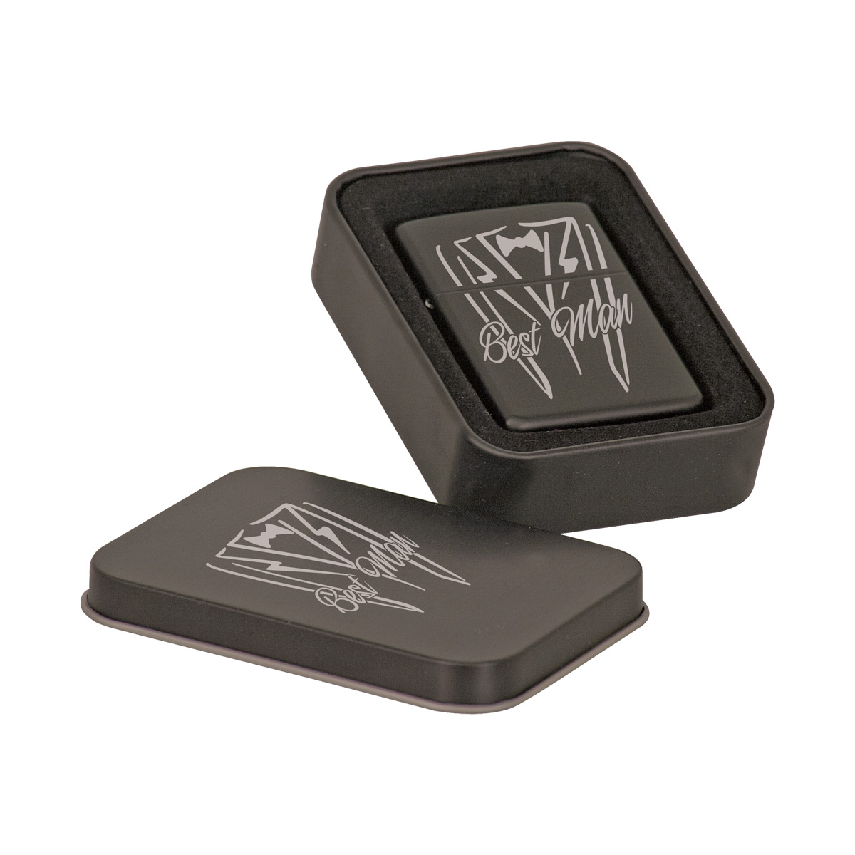 Matte Black Lighter in Black Tin