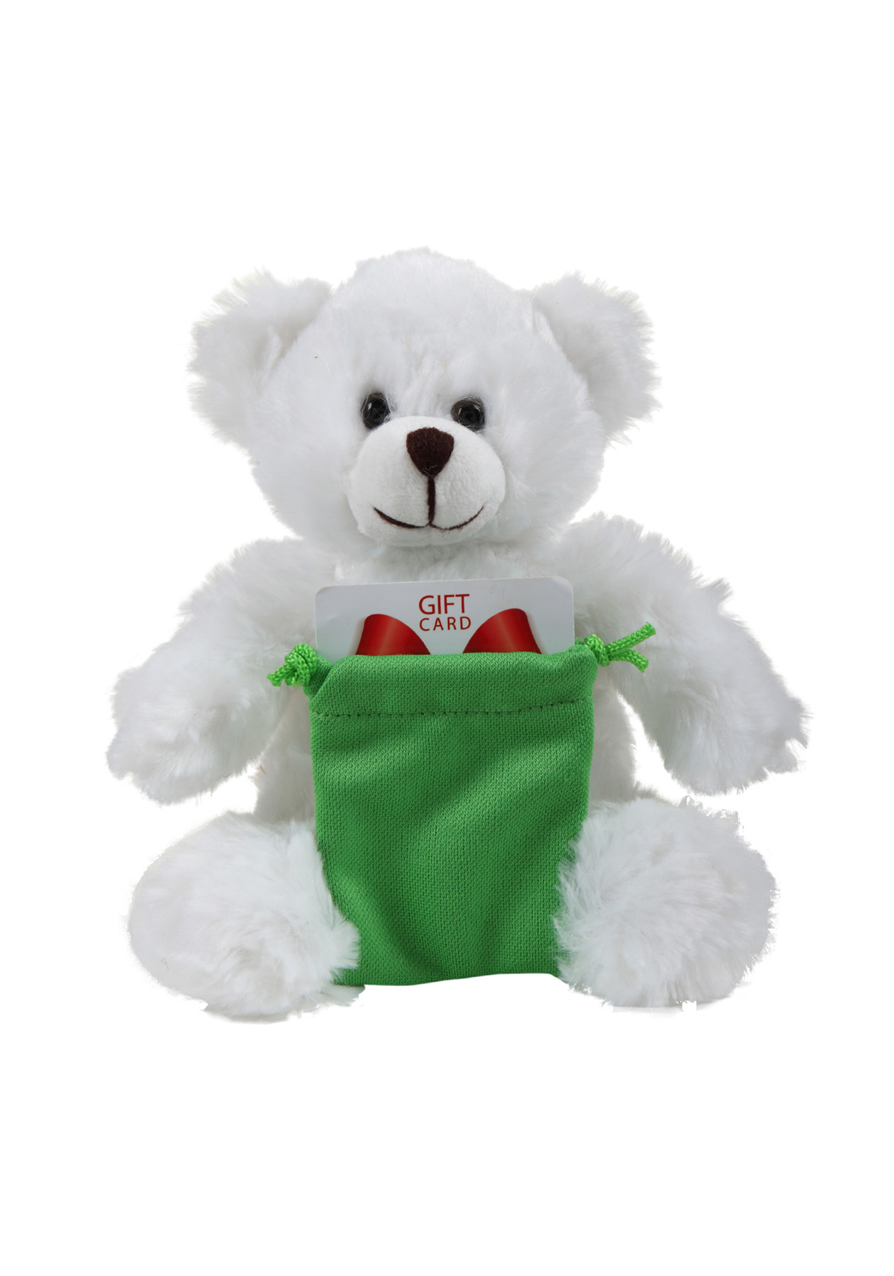 soft plush White Bear with gift card sack 2