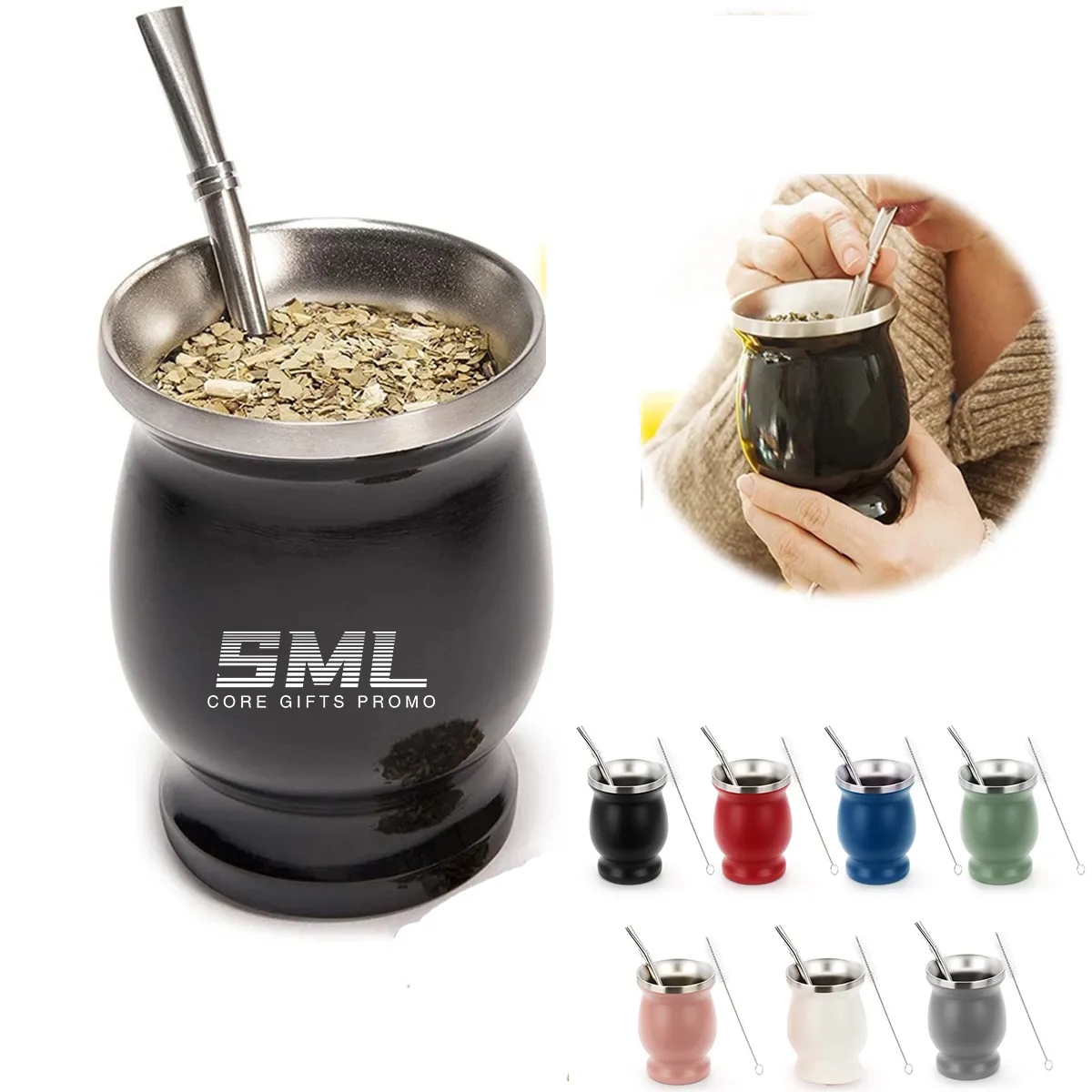 8 oz Stainless Steel Double-Wall Mate Gourd Tea Cup 1