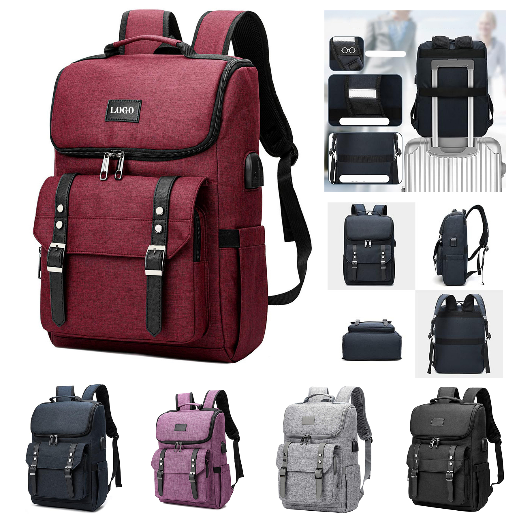 Charging Vintage Laptop Backpack 3