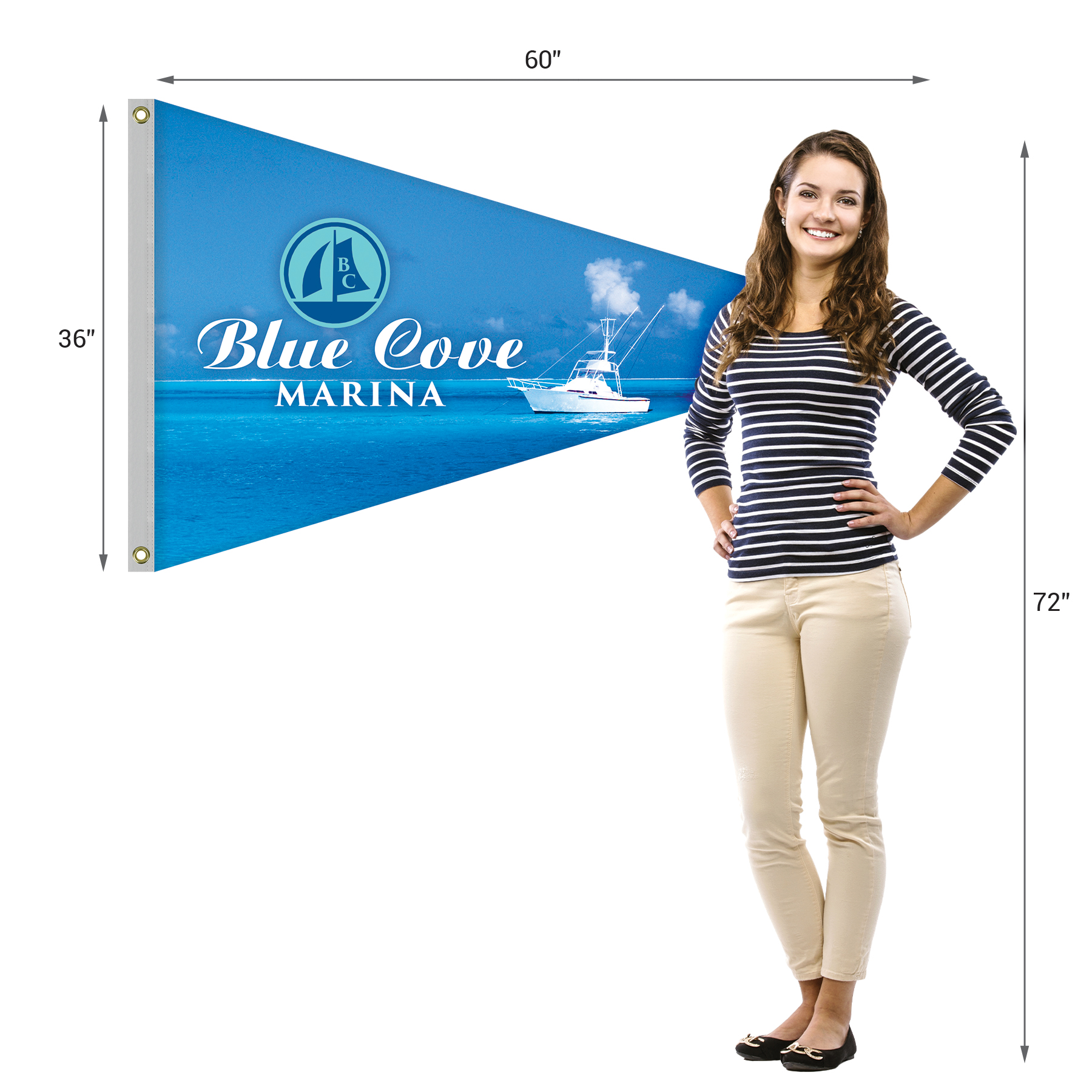 Single Reverse Knitted Polyester Pennant Boat Flag (36"x60") 2