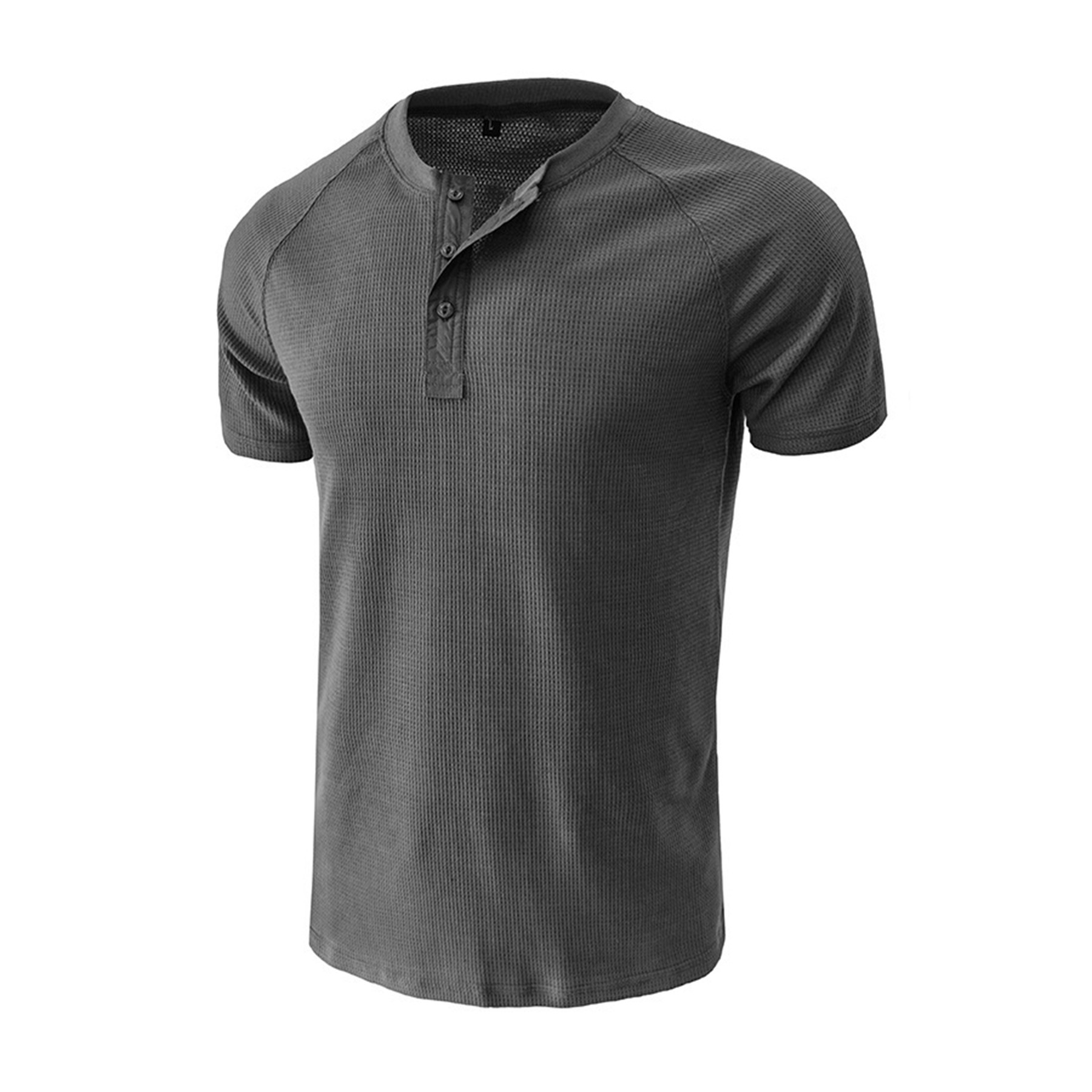 Mens Waffle Henley T Shirt 2