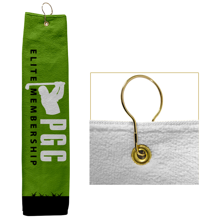 Large Custom Full Color Grommeted Tri-Fold Golf Towel 7