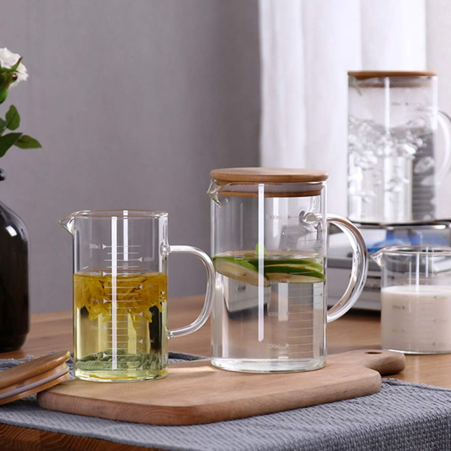 Beaker Mug w/ Handle Durable Bamboo Lid 7