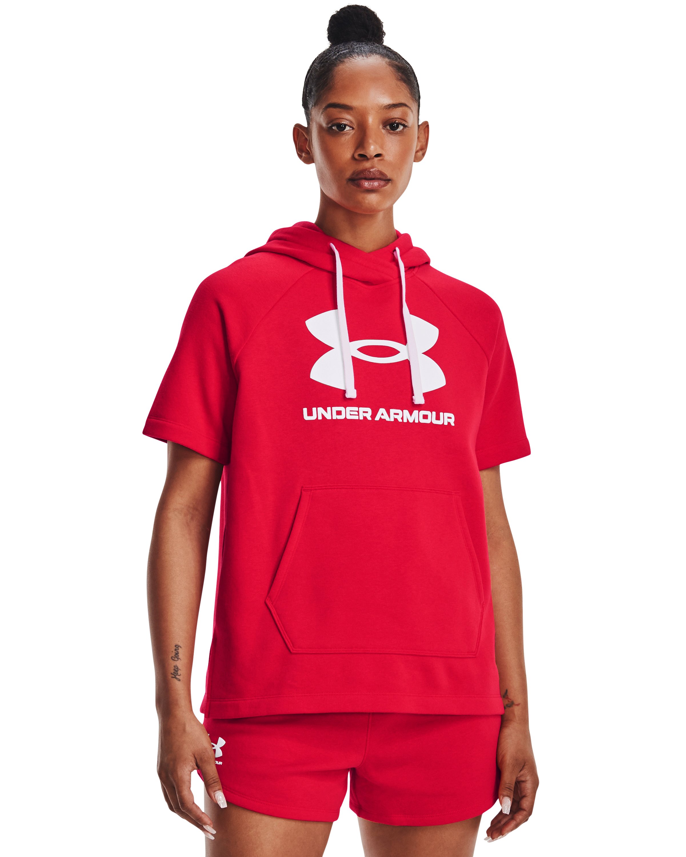 UA Rival Fleece Women's Short Sleeve Hoodie, custom hoodie or sweatshirt with logo imprint 4