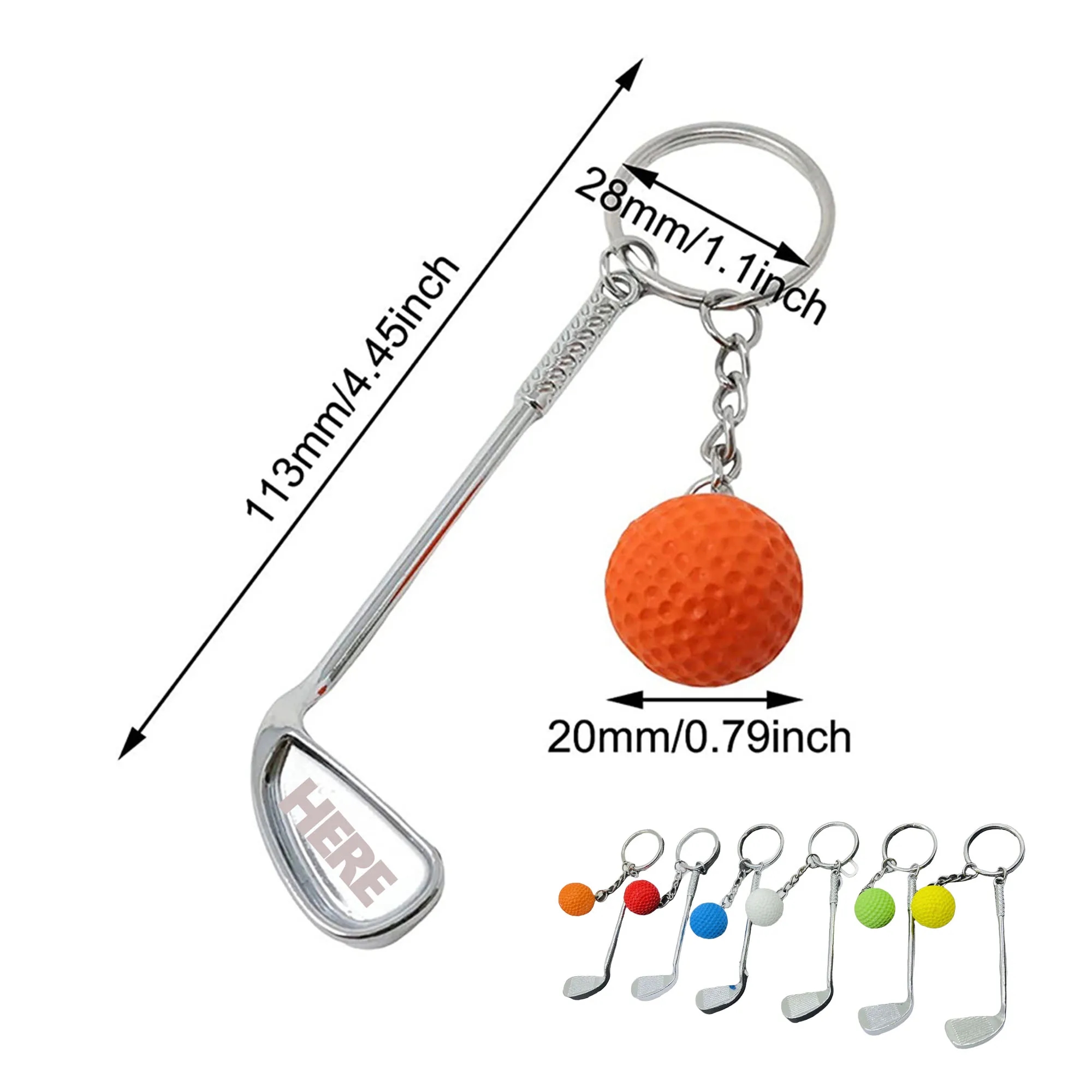 Metal Golf Ball Keychain Key Ring