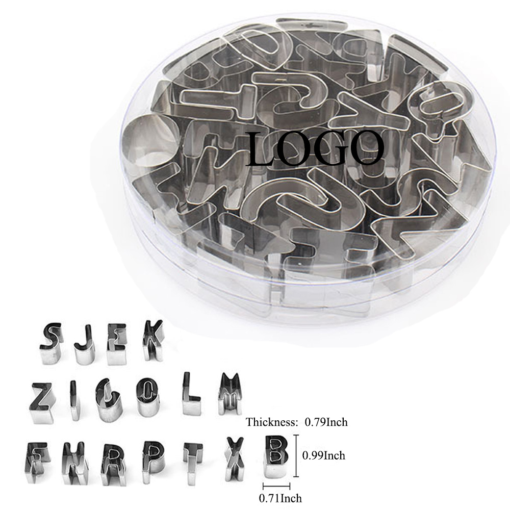 37PCS Stainless Steel English Letters and Numbers Cookie Cutter Set, custom kitchen gadget with logo imprint 1