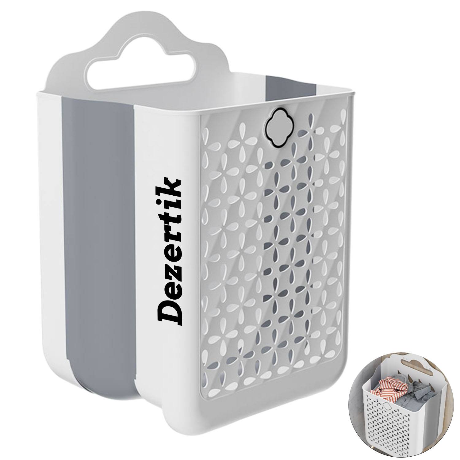 Household wall-mounted foldable dirty clothes storage basket 3