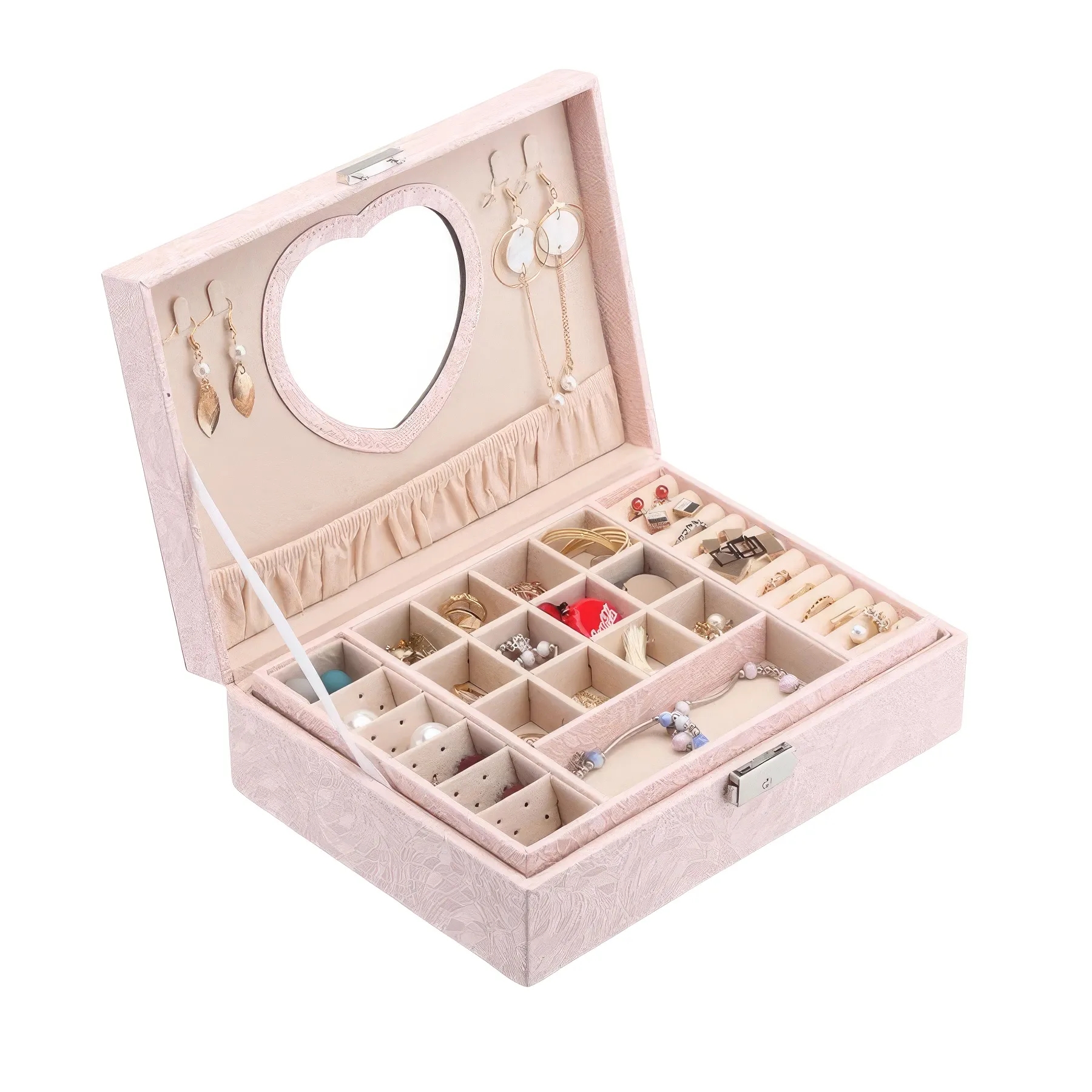 Multi-Layer Jewelry Organizer Box with Mirror & Lock 3