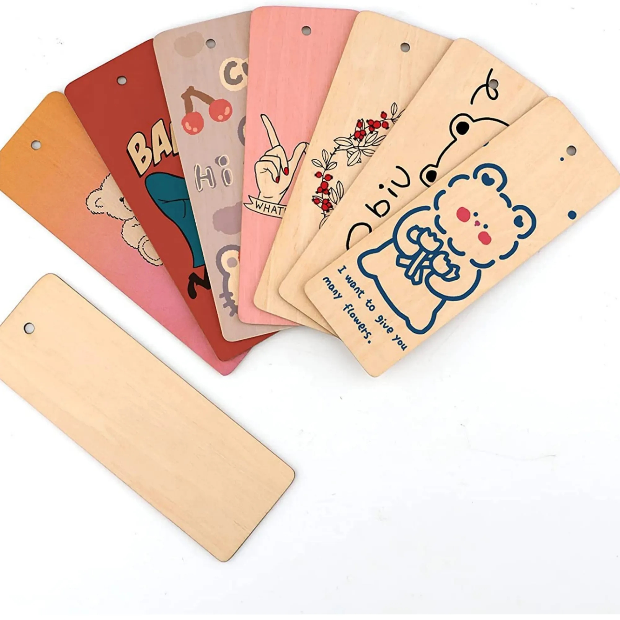 Wood Bookmarks DIY Tags Blank Wooden Chips With Hemp Ropes 1