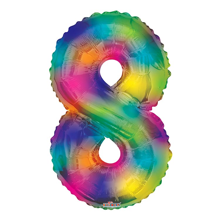 Mylar Number 8 Balloons - Rainbow 34" 2