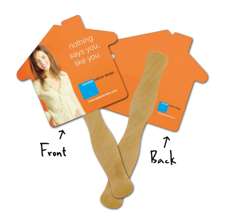 Mini Hand Fan - 5.25x5.5 House Shaped Laminated - 14 pt. 2