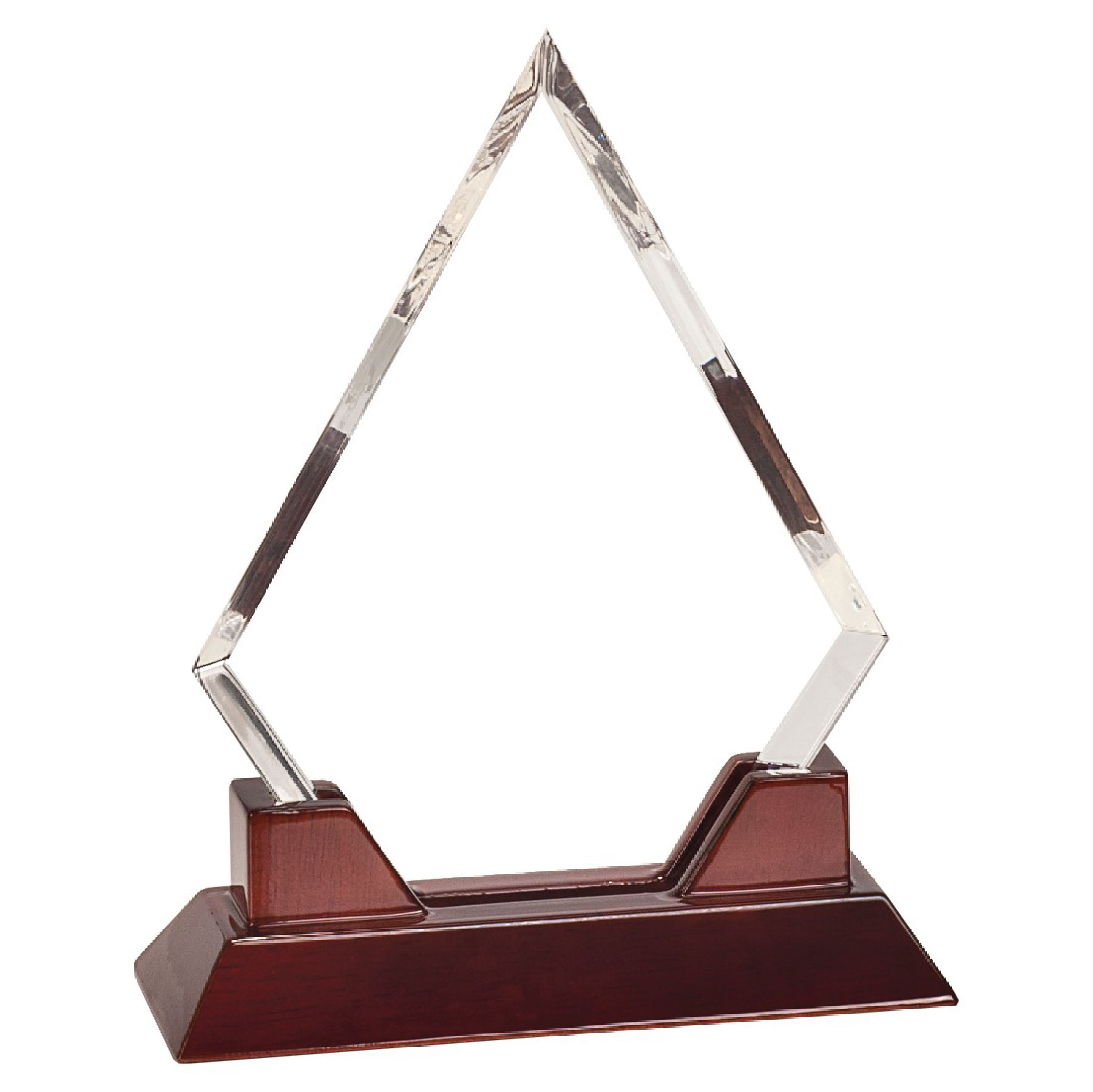 9" Diamond Prestige Acrylic Award w/ Rosewood Piano Finish Base 1