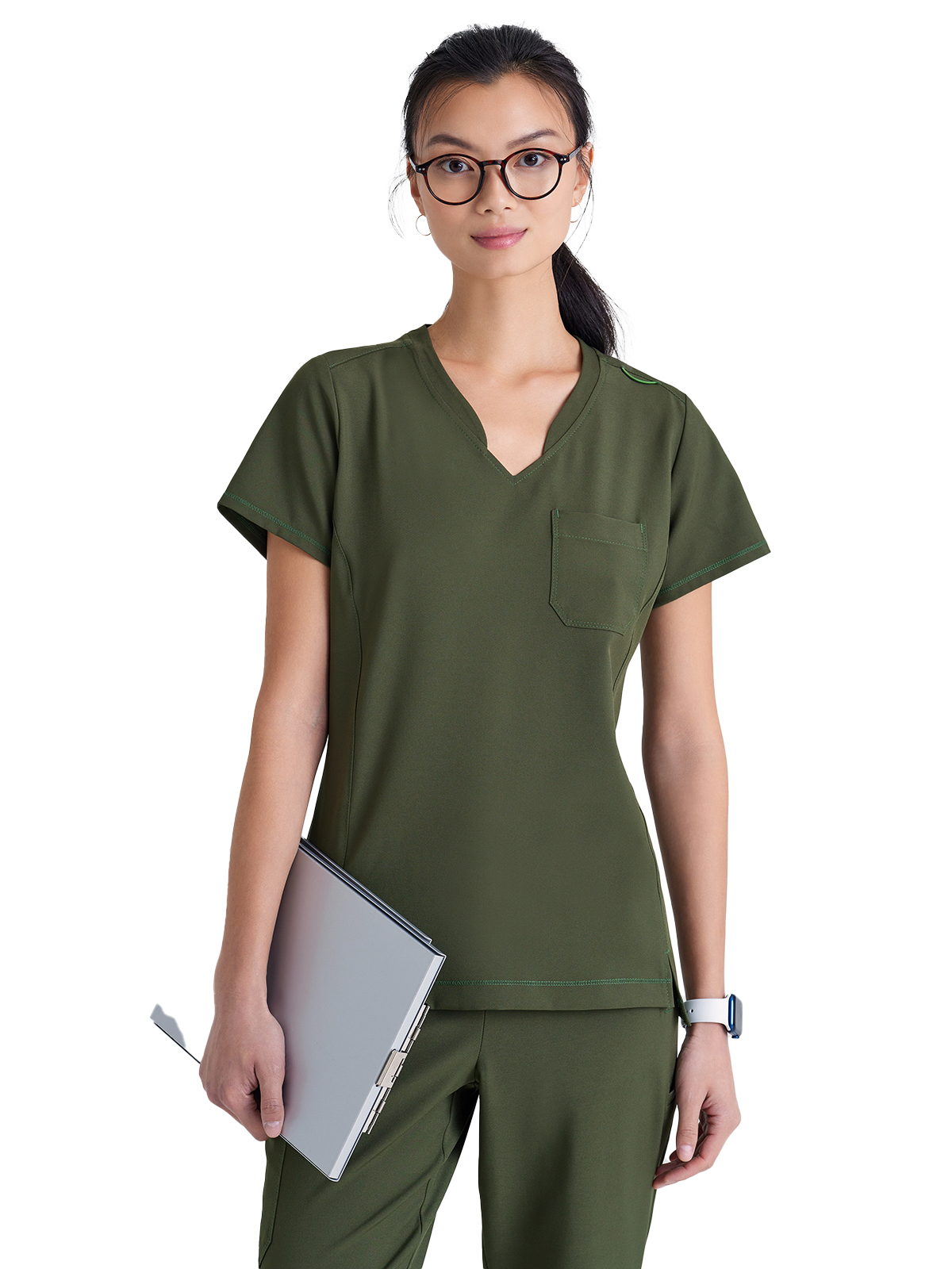 Grey's Anatomy Evolve Stretch - Women's One-Pocket Banded V-Neck Sway Scrub Top 22