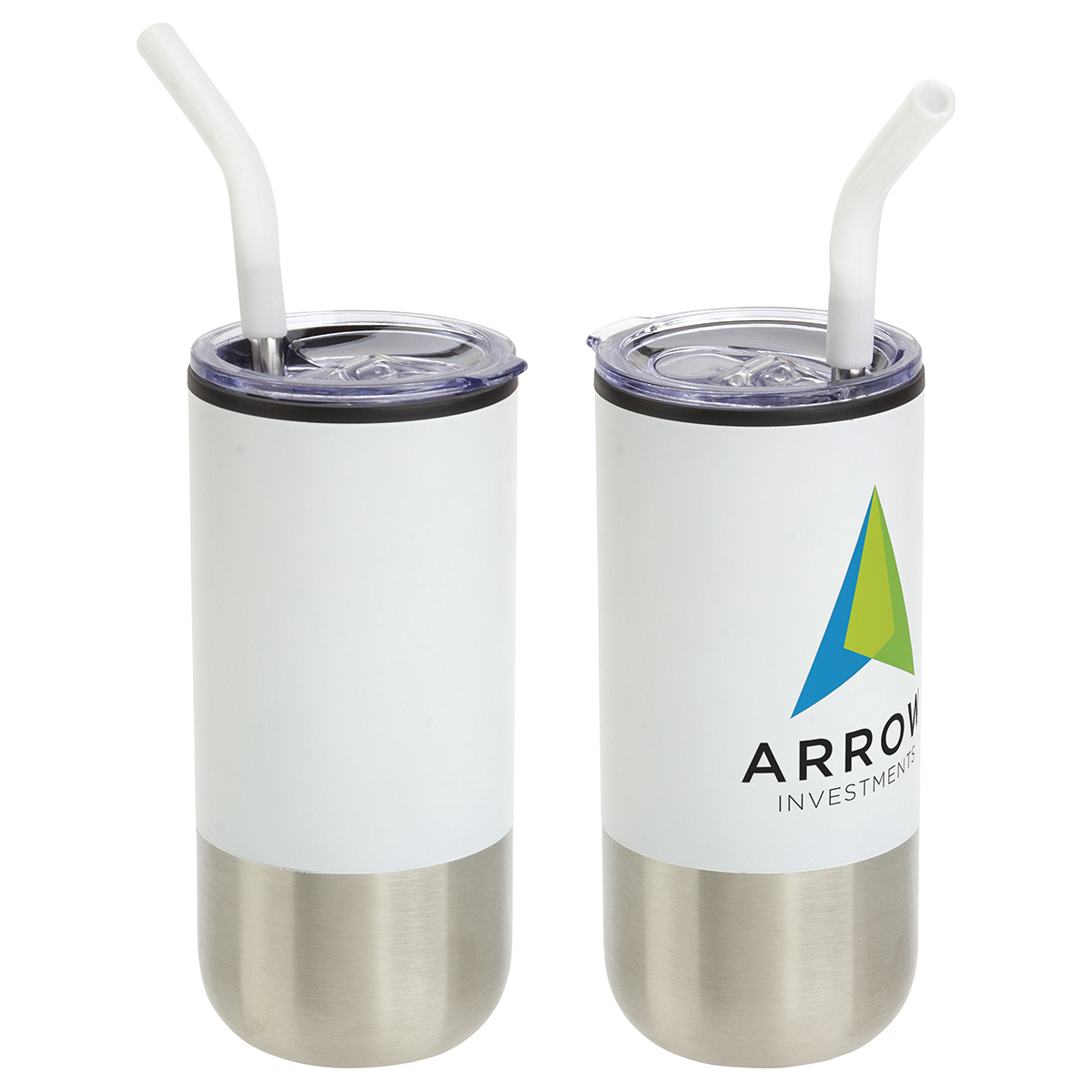 Oxford 16 oz Stainless Steel/Polypropylene Tumbler with Straw 25