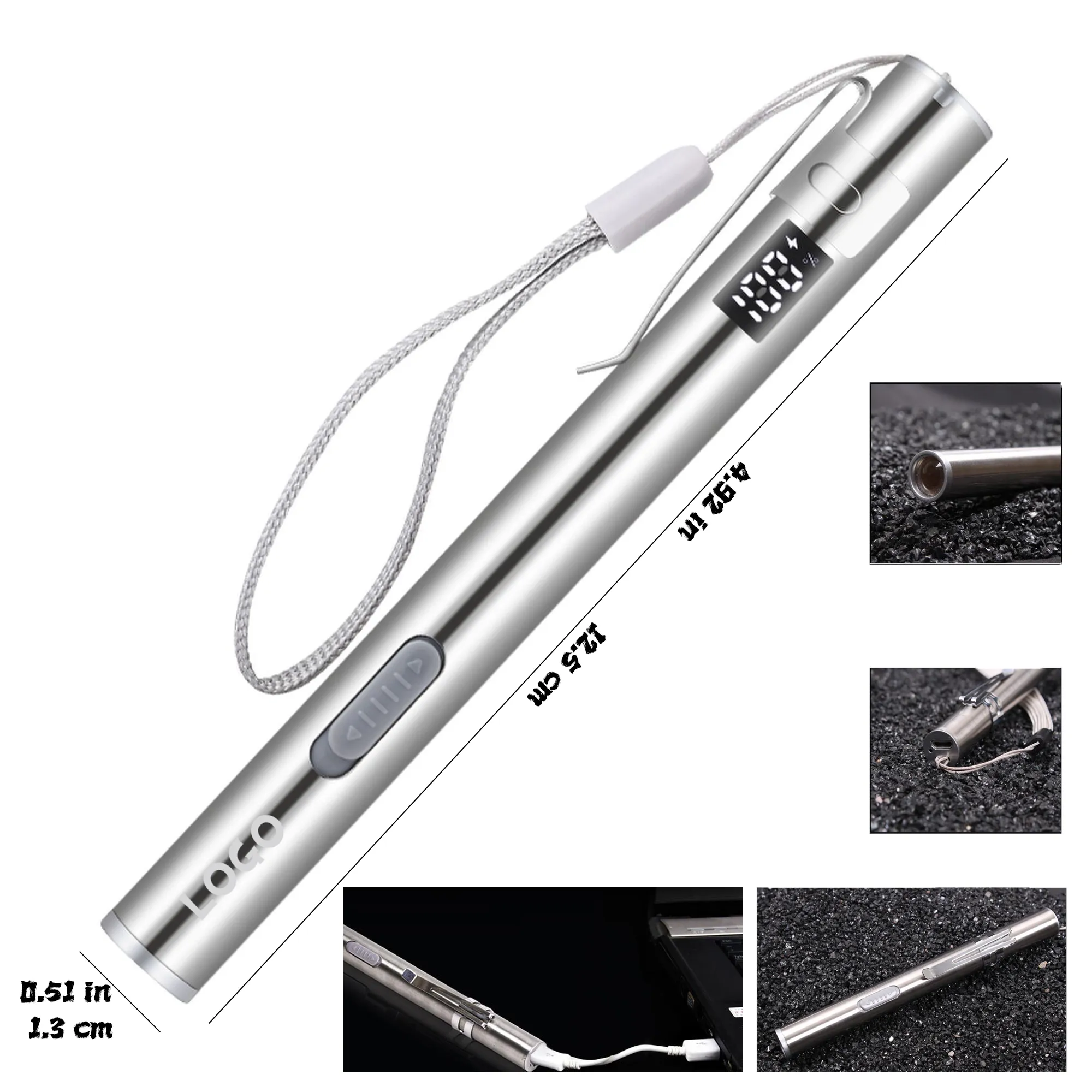 Rechargeable Mini Flashlight with Power Indicator 2