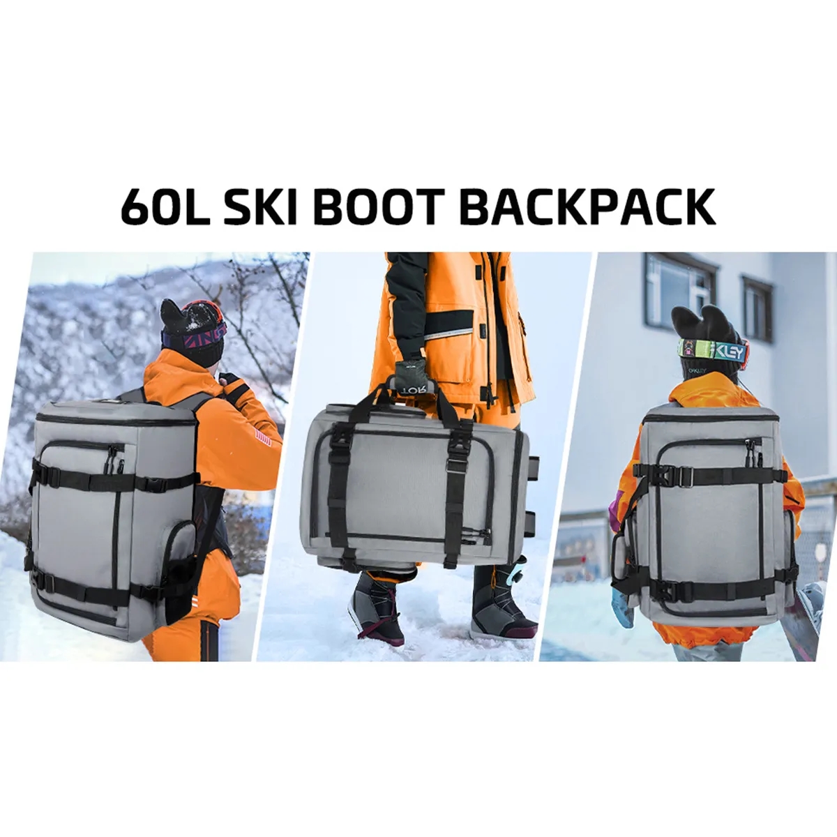60L Large Capacity 900D Waterproof Ski Boot Bag Backpack 4