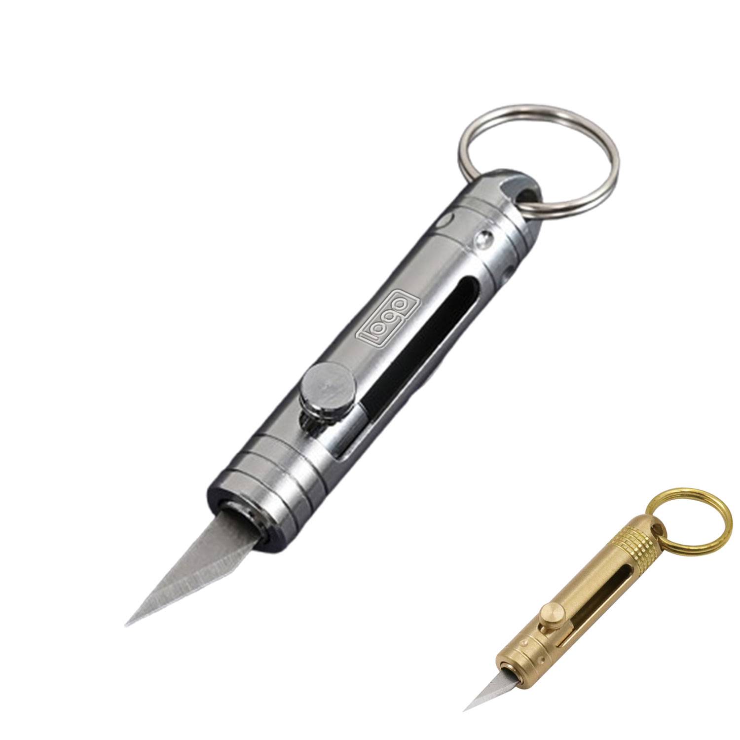 Mini Brass Utility Knife Keychain 5