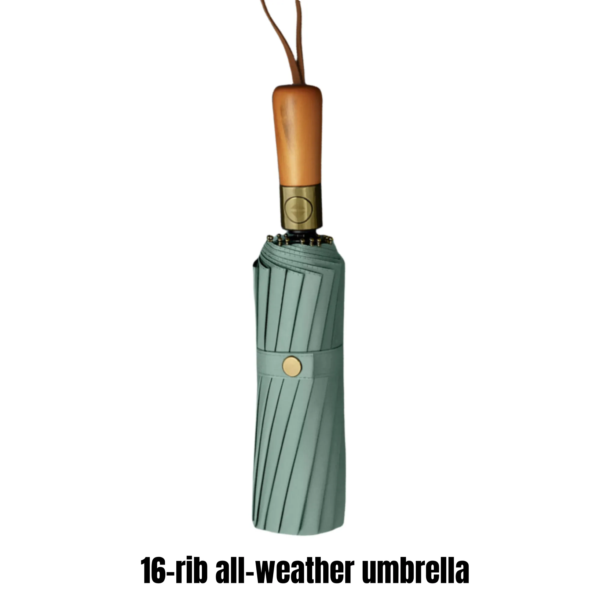 16 - Rib Wooden - Handle Auto Open All - Weather Umbrella 8