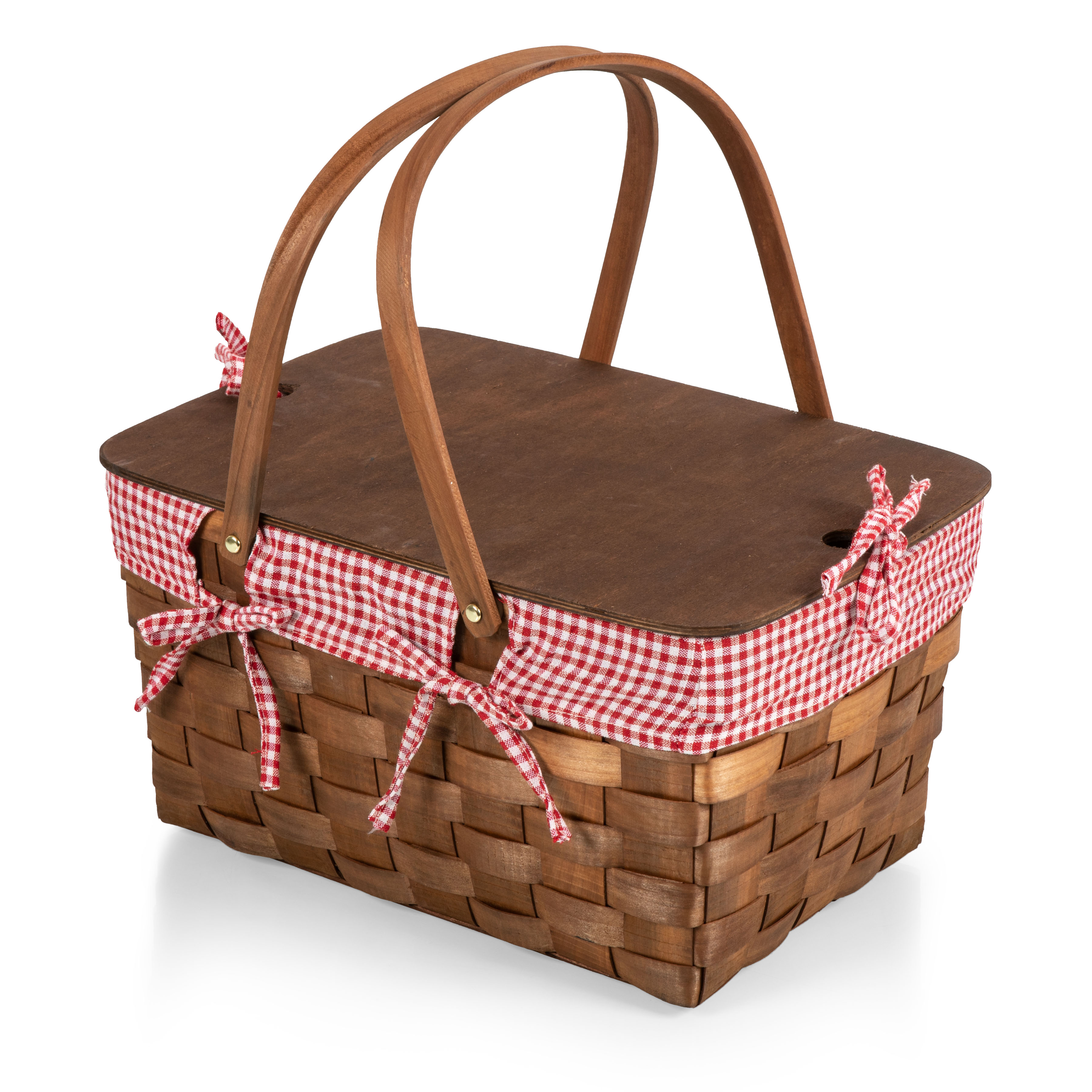 Kansas Handwoven Wood Picnic Basket 3