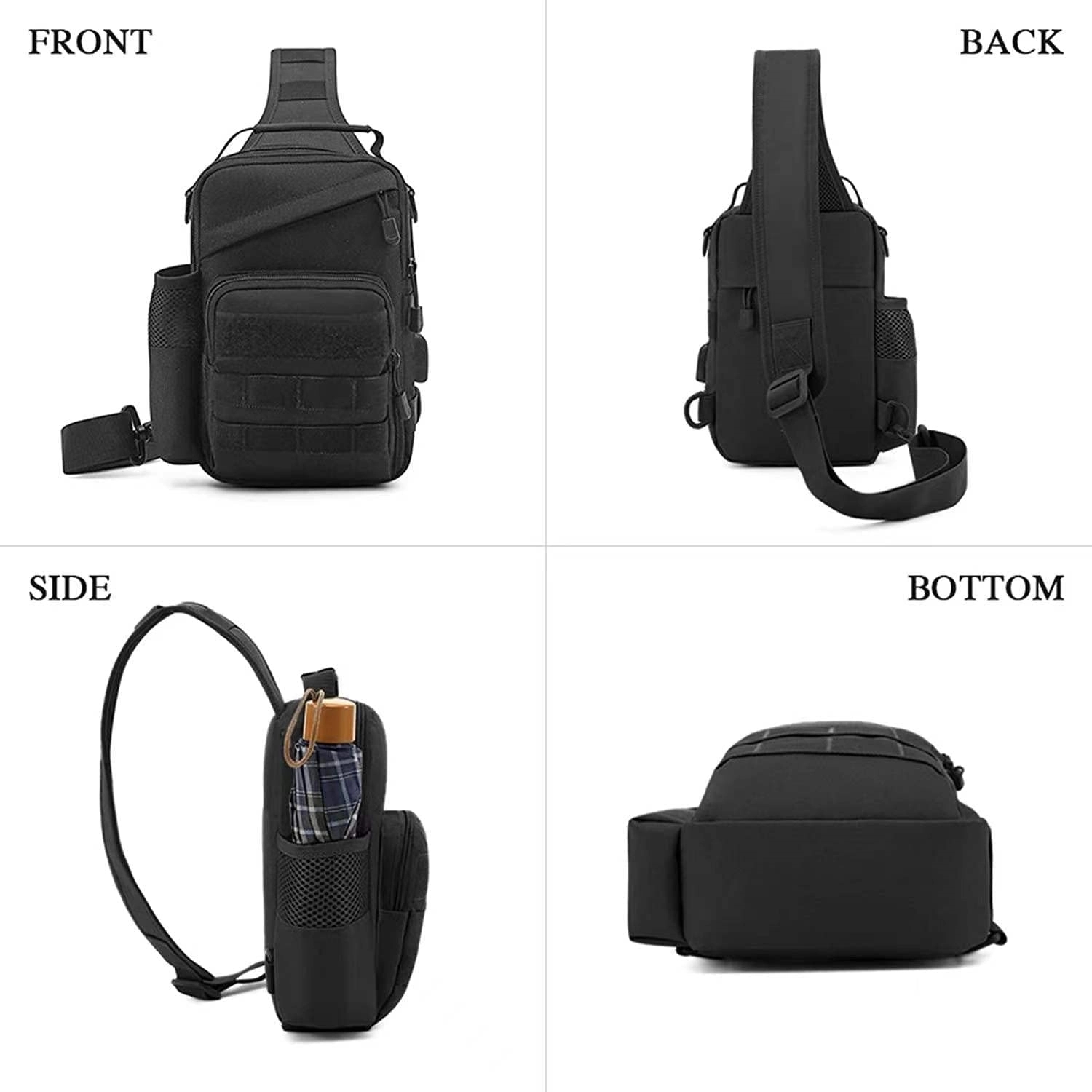 Tactical Molle Chest Bag with USB Charge Port 3