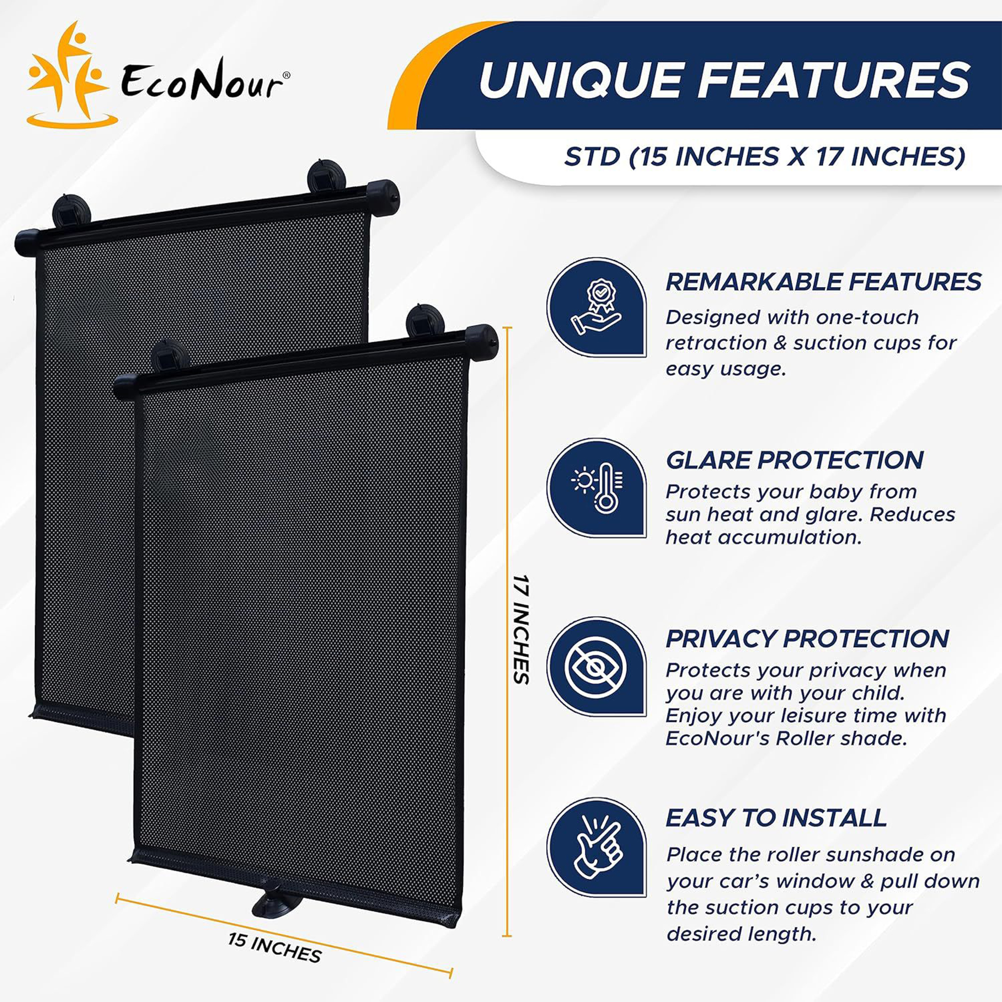 Silicone Telescopic Car Side Sunshade Roller Blind 4