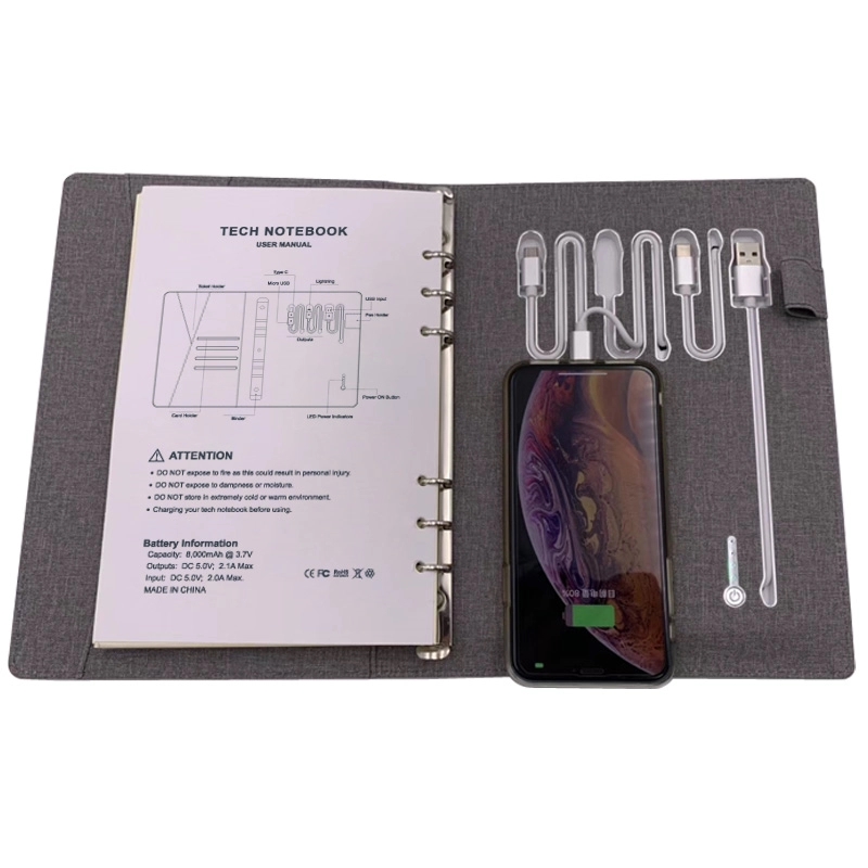 Loose-leaf Charging Notebook with Pockets 7