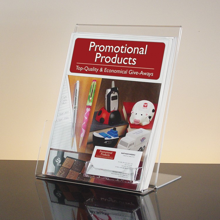 Acrylic Literature Holder with Business Card Holder 8 5w x 11h