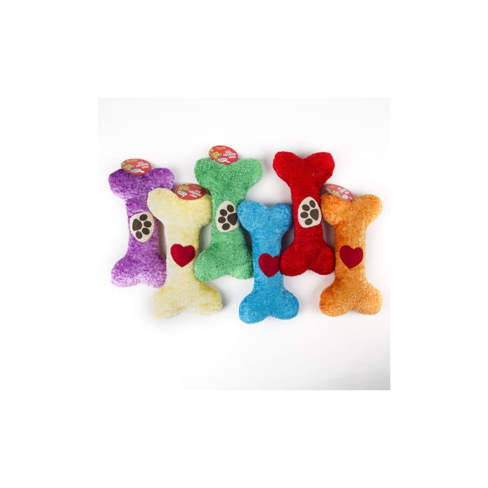 Plush Bone Dog Toys - Assorted 9" Squeaker 2