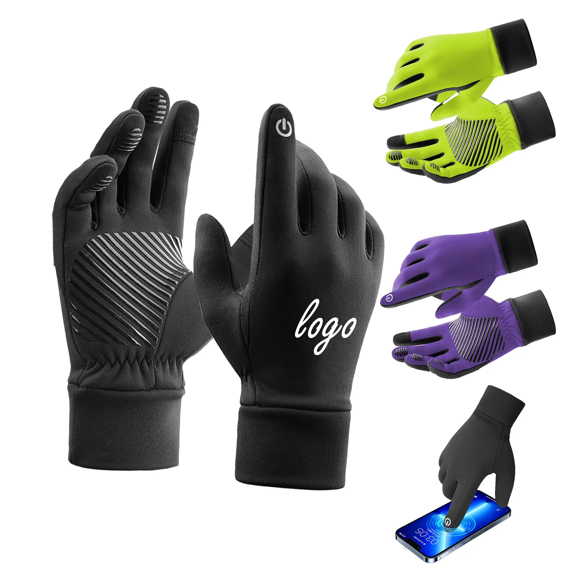 MOQ 10 Winter Outdoor Sports Fleece Lined Cycling Gloves 3