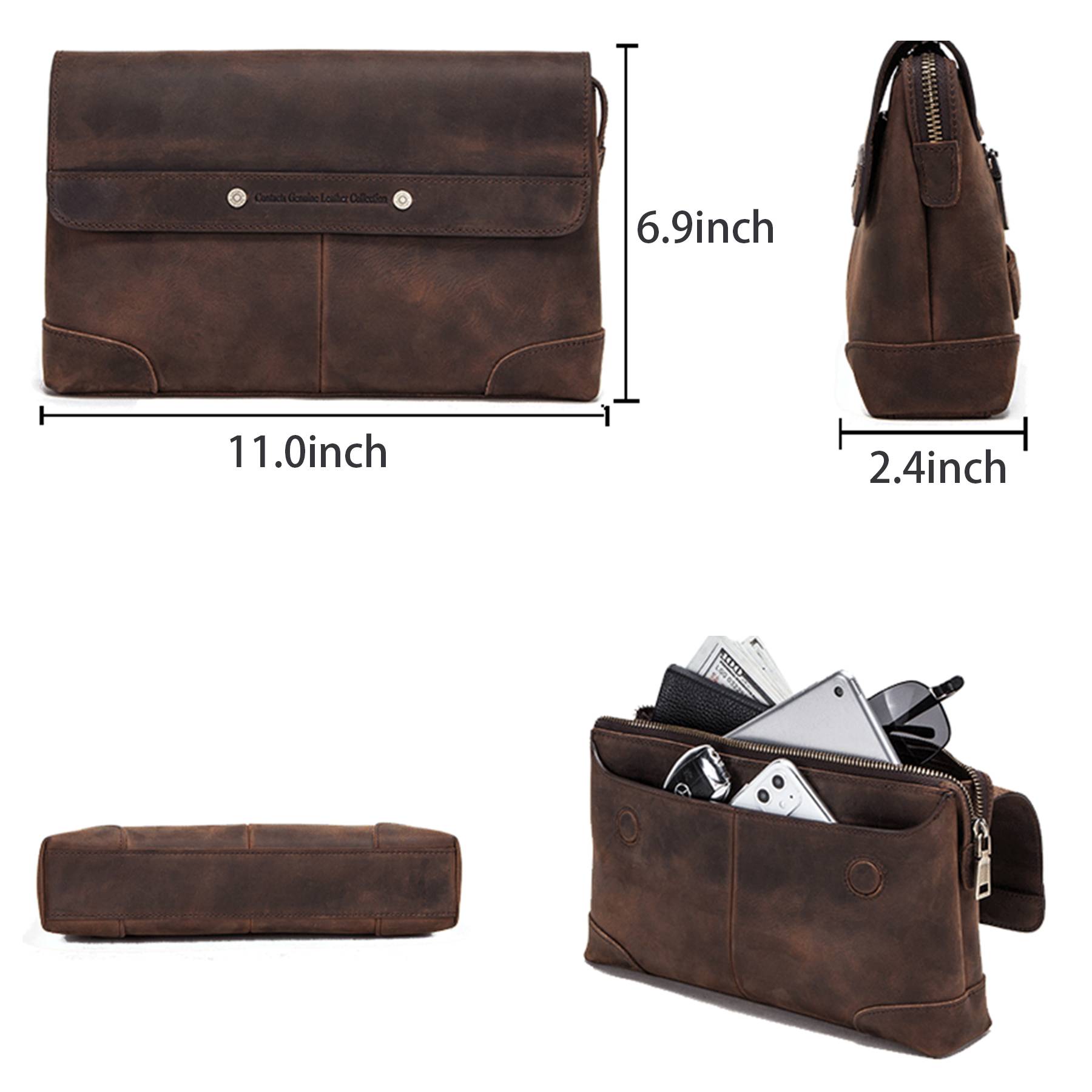 Genuine Leather Crazy Horse Skin high-capacity Wallets 4
