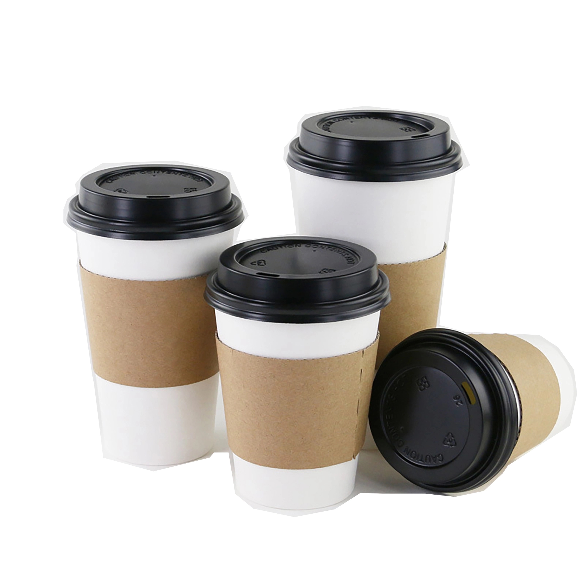 16 Oz Disposable Paper Sleeve Coffee Cups With Lid 2
