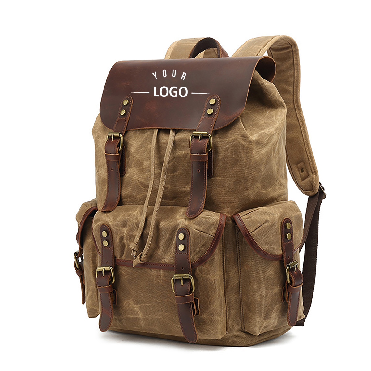 Canvas Backpack Travel Leather Bag Laptop 1