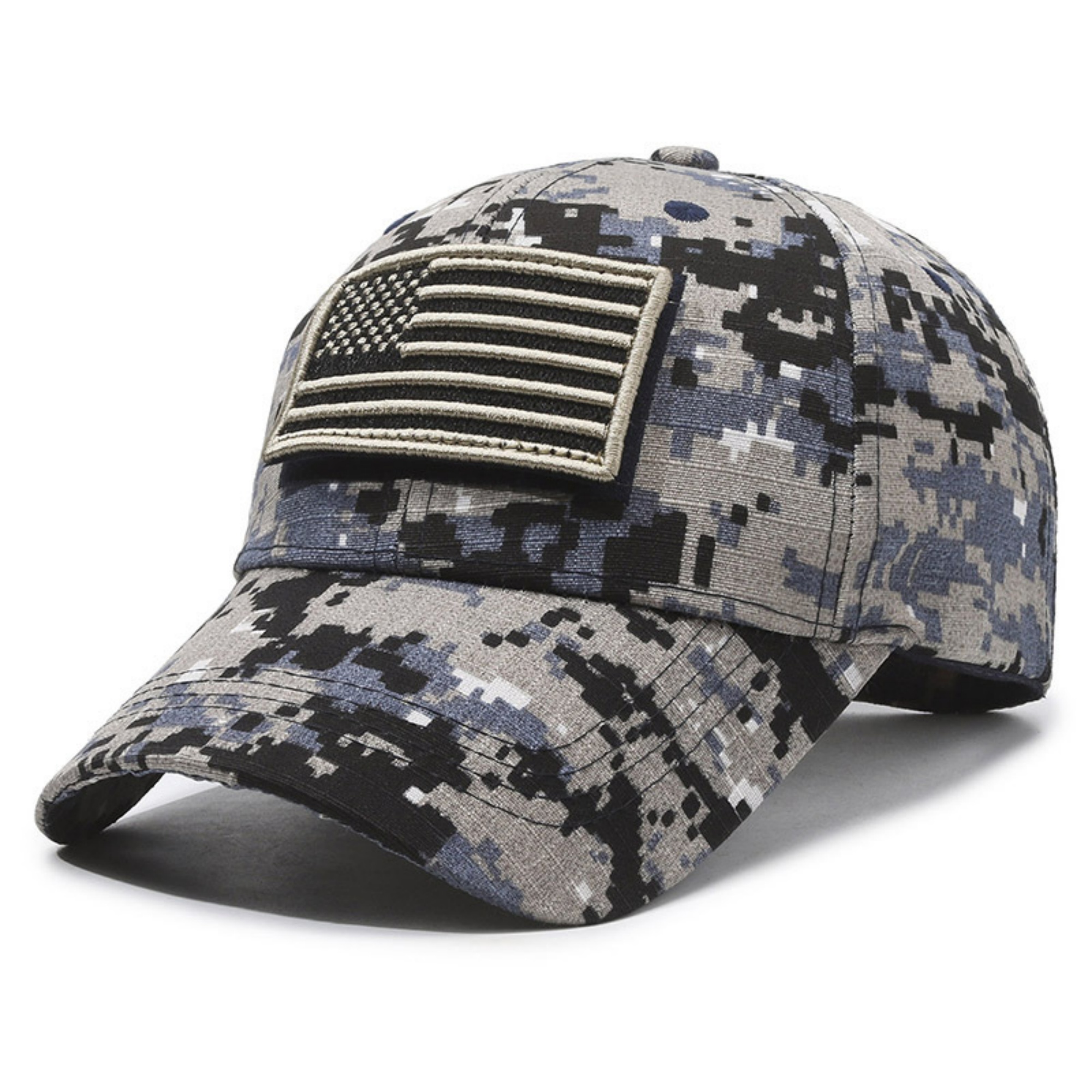 Camouflage Cotton Baseball Cap With Flag 14