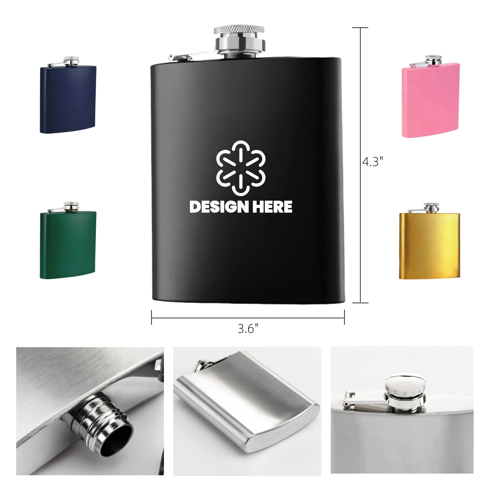 6oz Stainless Steel Hip Flask 3