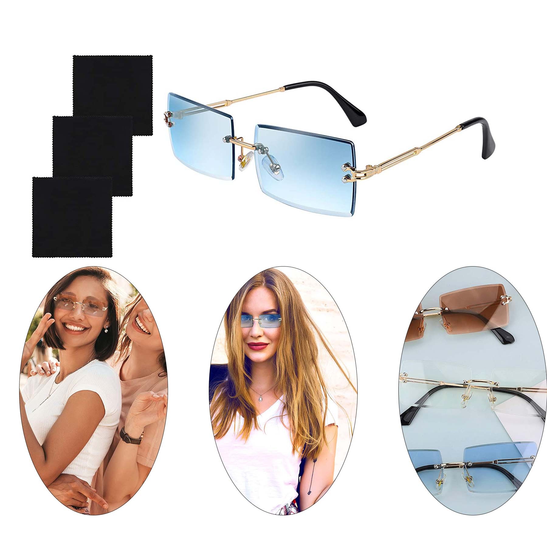 Rimless Rectangle Sunglasses 2