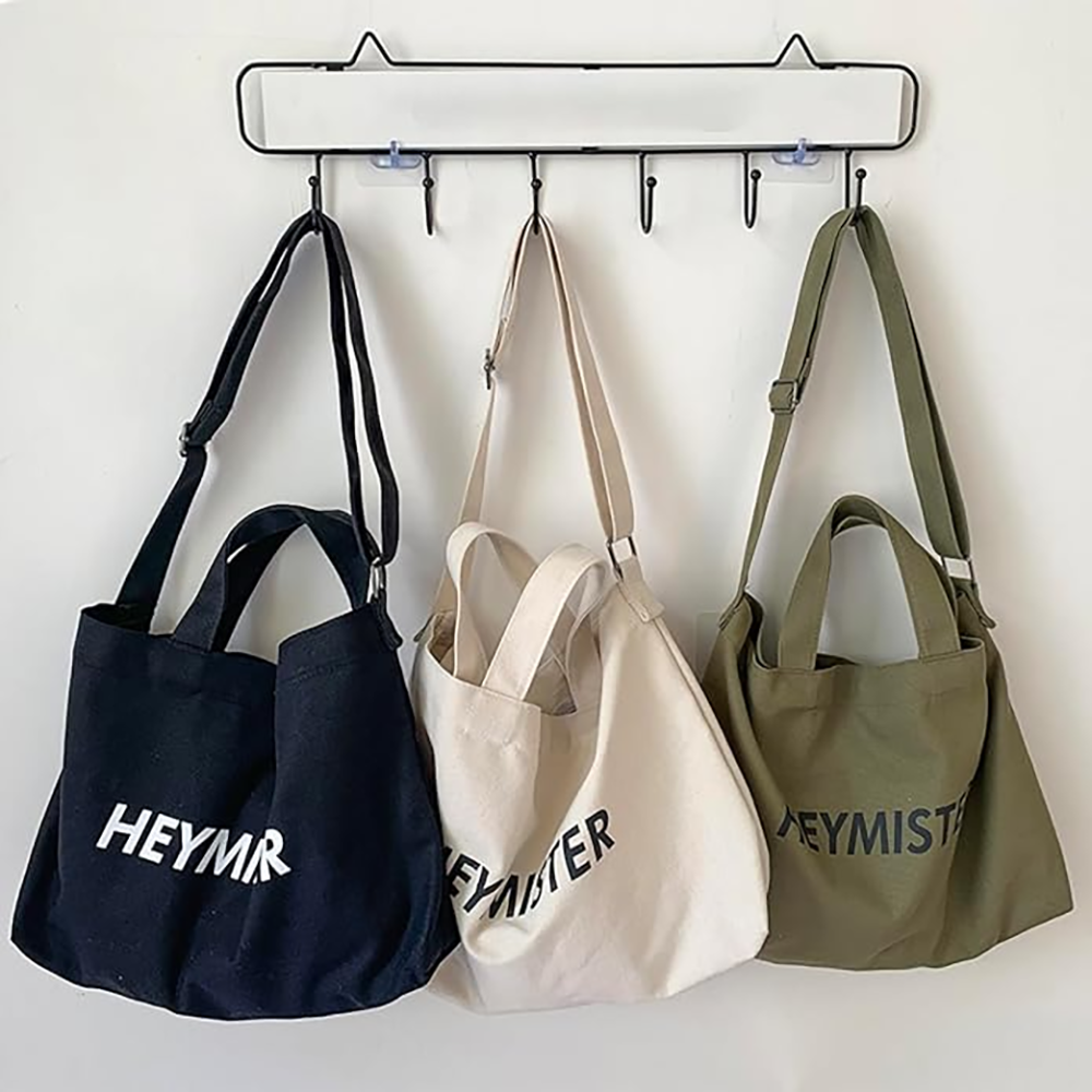 Custom Large Canvas Cross Body Cotton Bag 2
