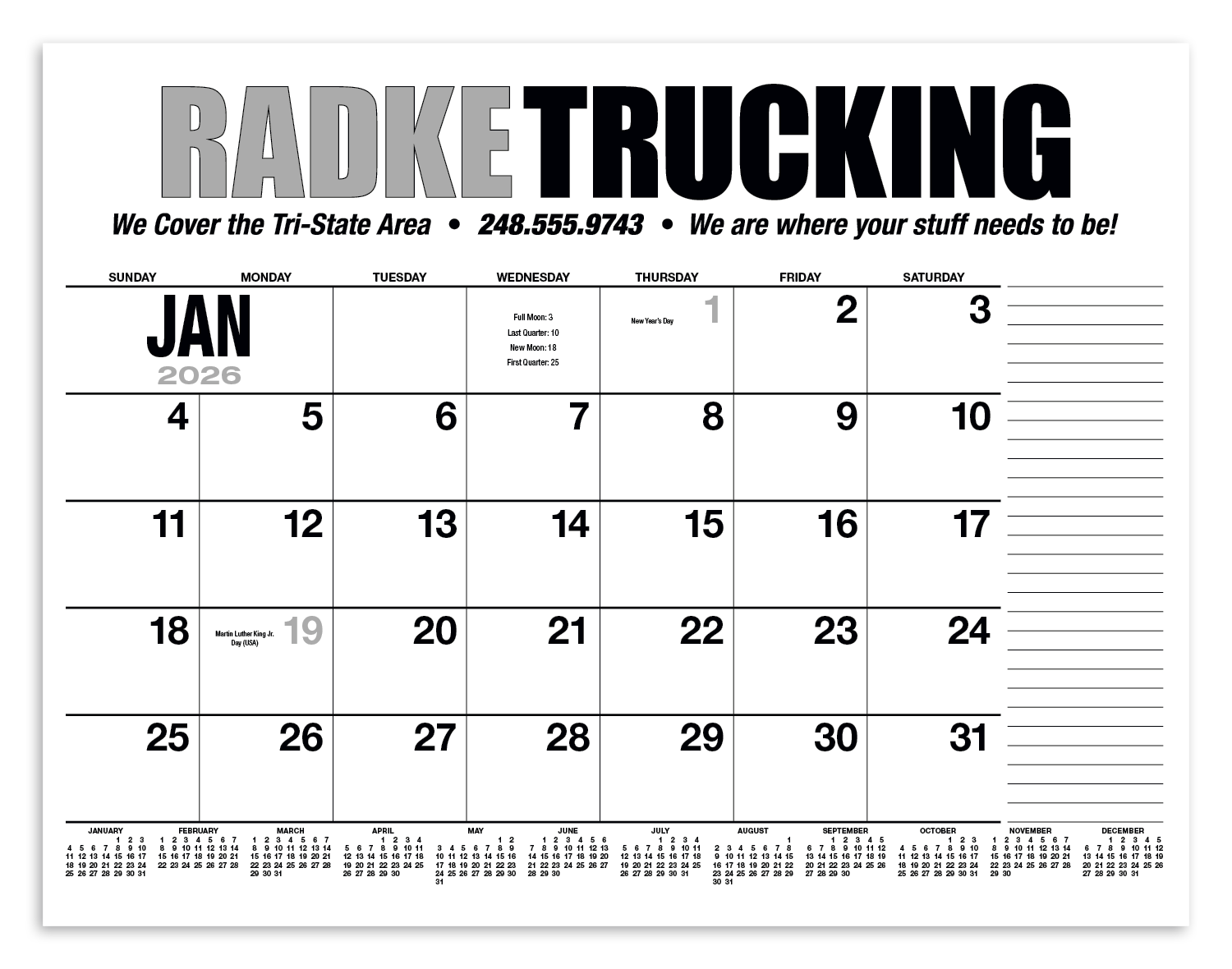 HotLine® Products 13-Month Desk Pad Calendar 58