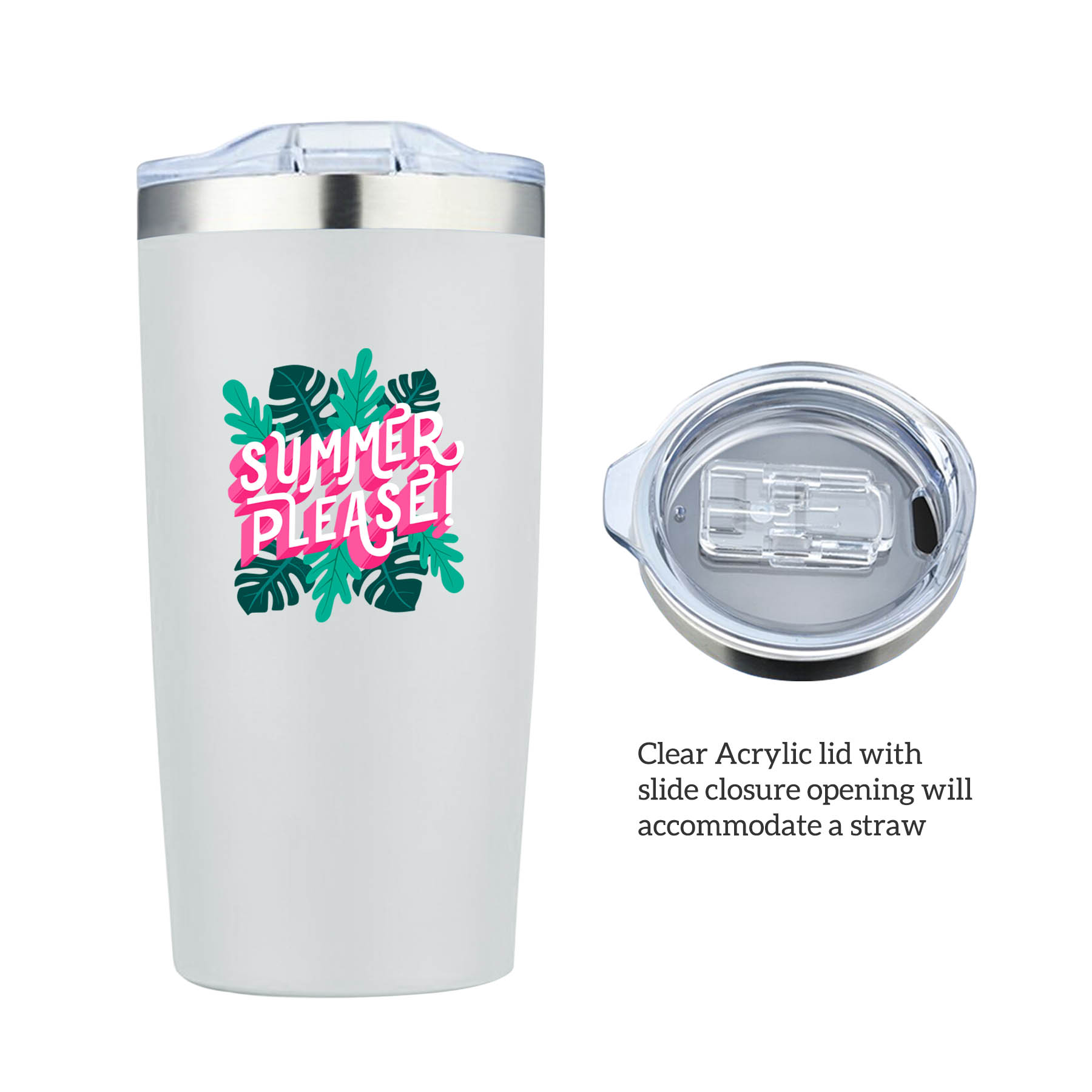 20 oz. Silver Rim Double Wall Vacuum Tumbler Water Bottle 5