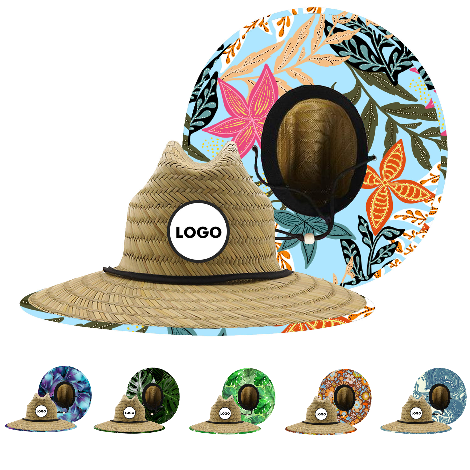 Lifeguard Style Printed Straw Hat 3