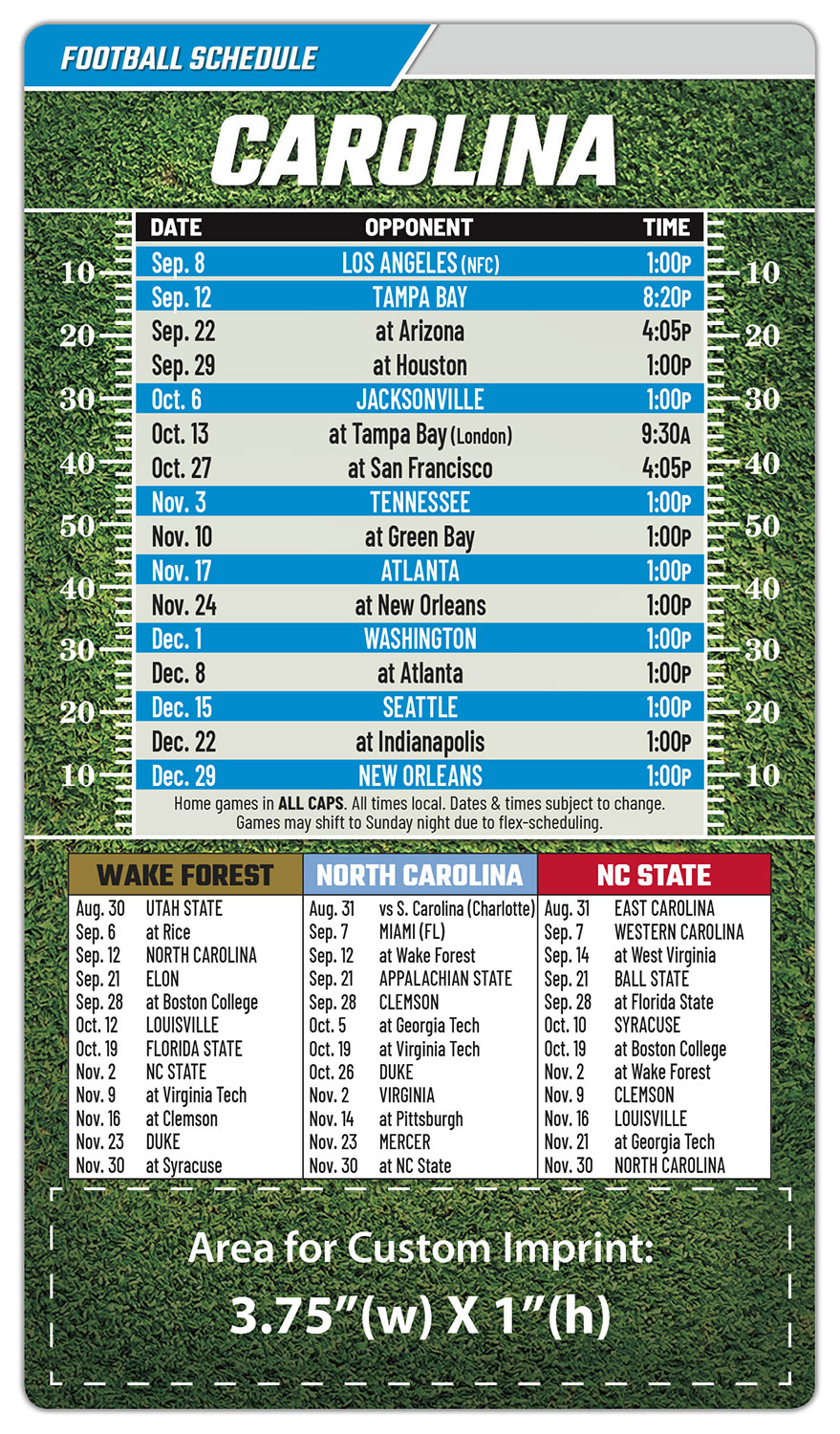 Magnet Football Sport Schedules - 4x7 Round Corners 1