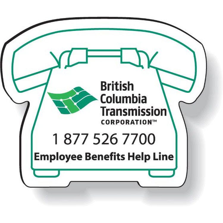 Stock Telephone Magnet .020 (1.66"x1.94") Spot Colour Imprint White Matte Vinyl Topcoat 1