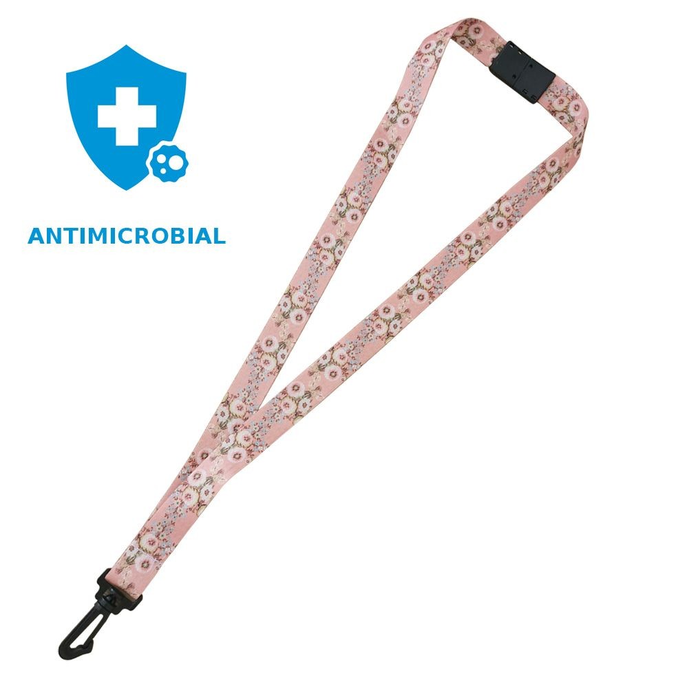 3/4" Antimicrobial Lanyard with Safety Neck Breakaway, Wide Plastic J-Hook and Sublimation 1