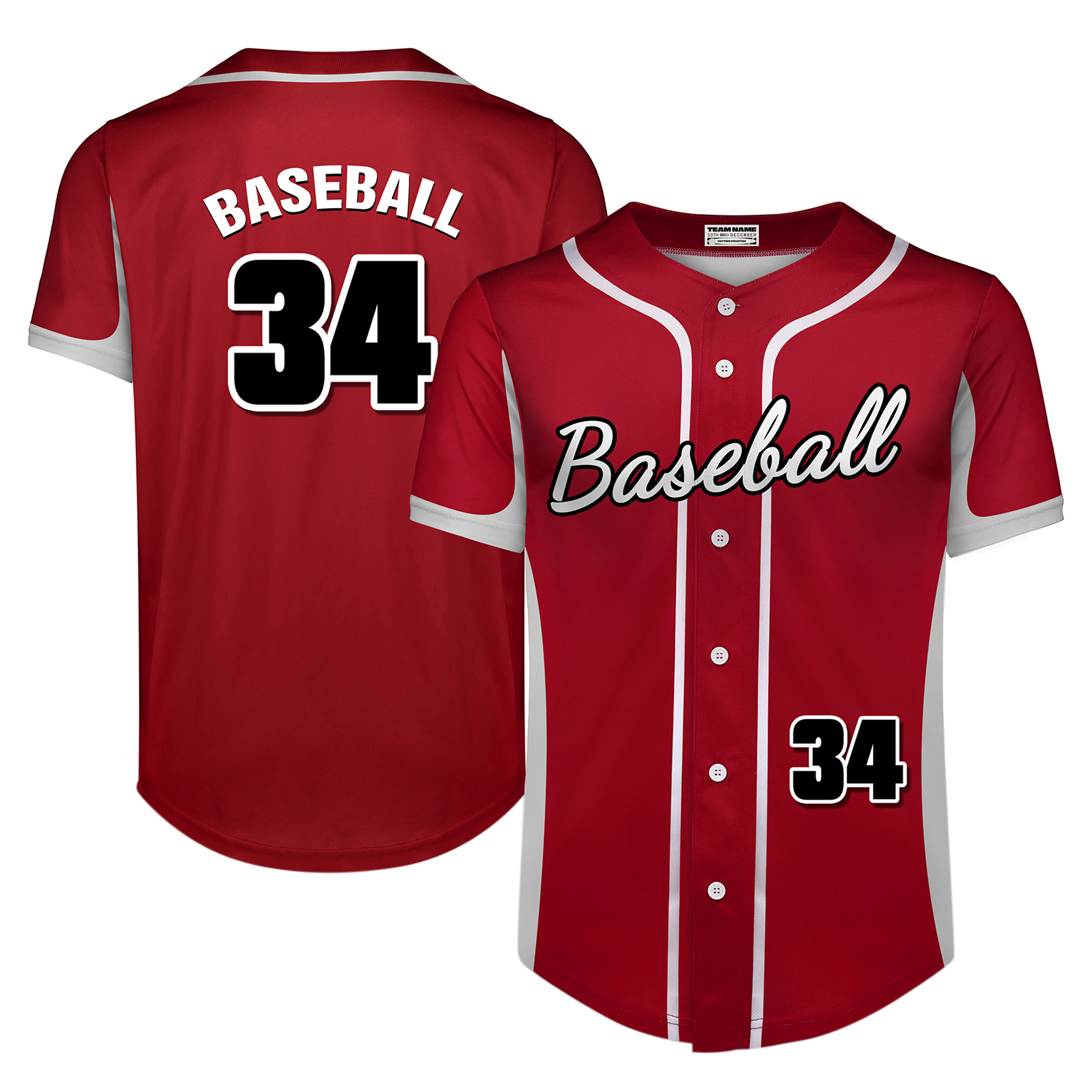 Custom Full-Button Baseball Jersey (Full Color Dye Sublimated) 17
