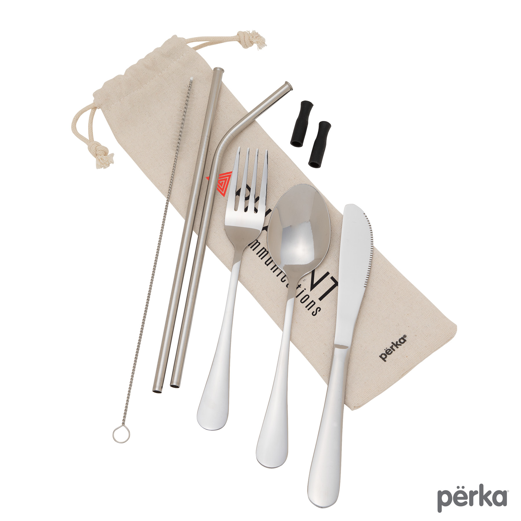 Perka® Castellana 6-Piece Steel Straw & Utensil Set 1