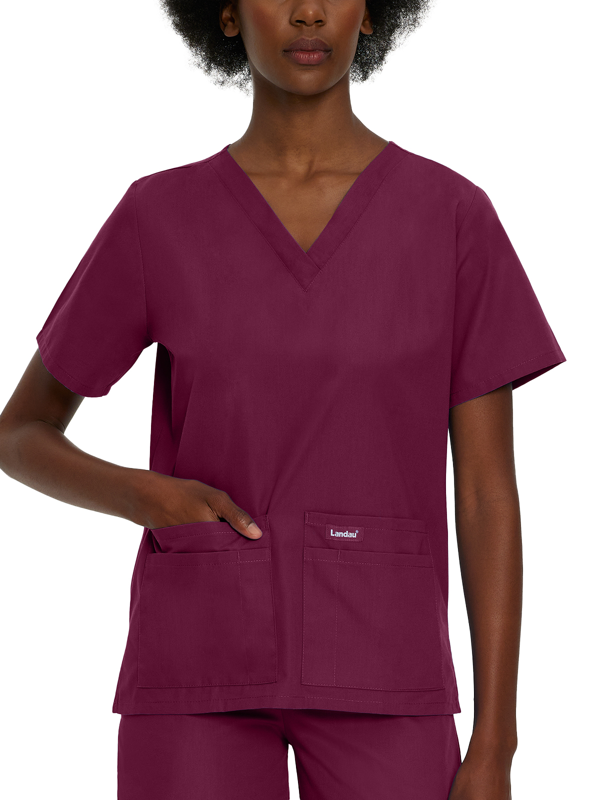 Landau - Essentials - Women's Four-Pocket Durable V-Neck Top 29